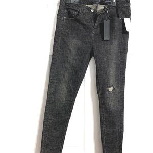 LaLa Anthony Midtown Mid Rise Stretch Skinny Distressed Jeans